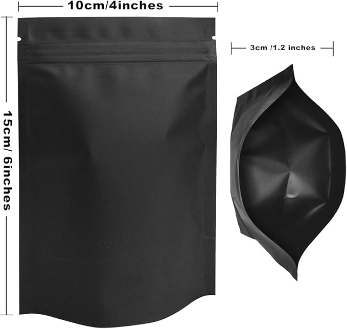 STUs 100 Pack Smell Proof Stand-Up Bags 4 x 6 Inch Resealable Mylar Bags Foil Pouch Double-Sided