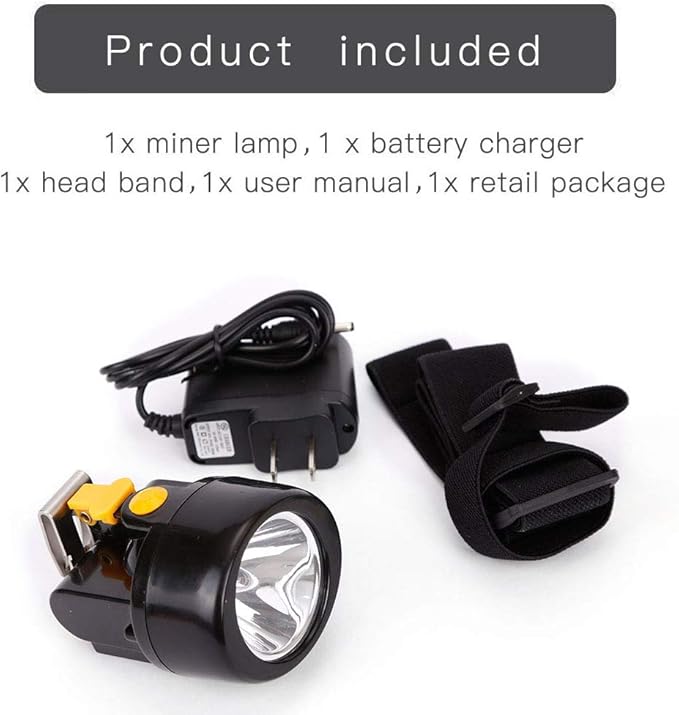 High Power Rechargeable Headlamp with One-Button Control, Long Range LED Miner Headlight