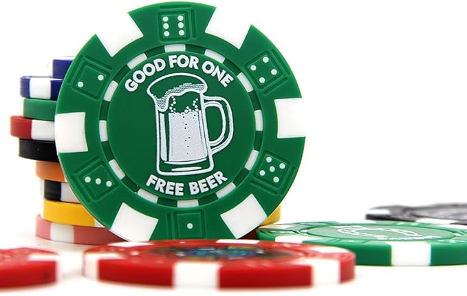 100 Custom Dice Striped Poker Chips, Print Your Text, Logo or Design, Casino Sized Chips for Texas
