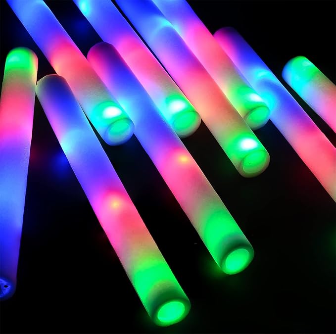 Foam Glow Sticks Bulk-120 Pcs LED Light Sticks Glow In The Dark Party Supplies with 3 Modes