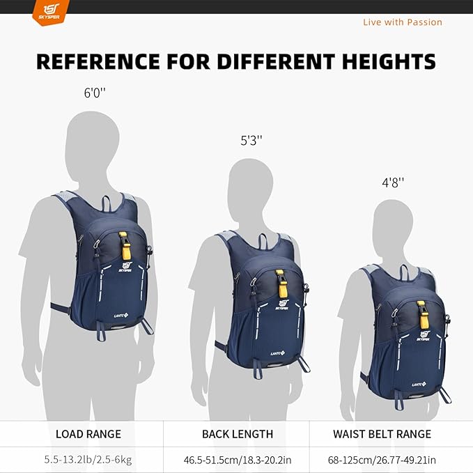SKYSPER Small Hiking Backpack - 15L Travel Daypack Lightweight Bag Water Resistant Hiking Backpacks