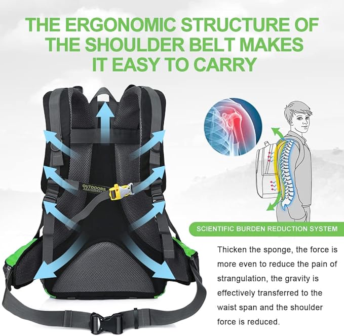 INOXTO lightweight Hiking Backpack 35L/40L Hiking Daypack with Waterproof Rain Cover for Travel
