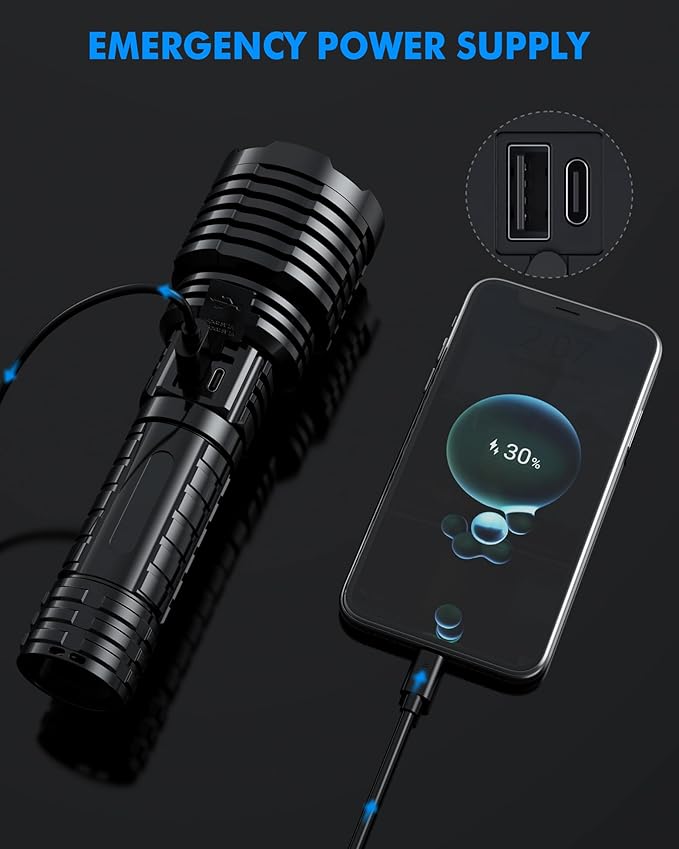 Super Bright Rechargeable LED Flashlights 5000.000 High Lumens, Flashlights High Lumens Up to 25H