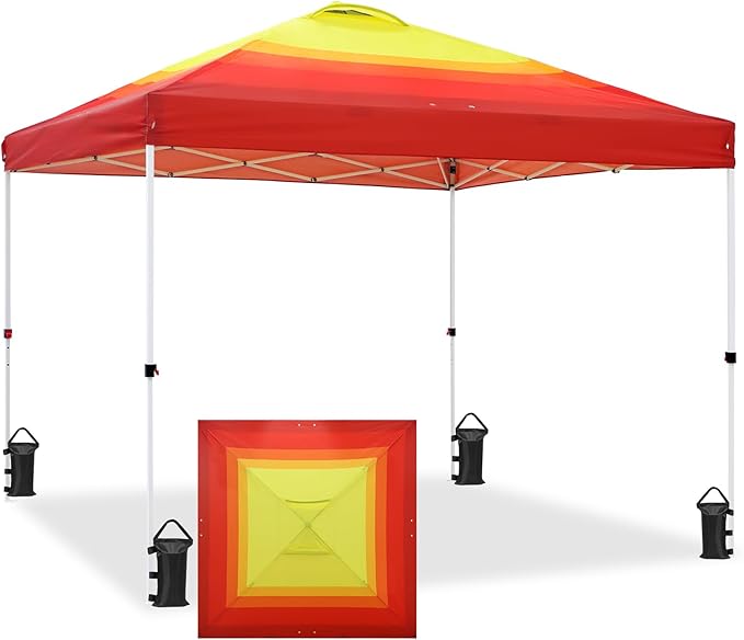 EAGLE PEAK Pop Up Canopy Tent with Wheeled Carry Bag, 8 Stakes, 4 Ropes, 4 Weight Bags, Easy Set Up