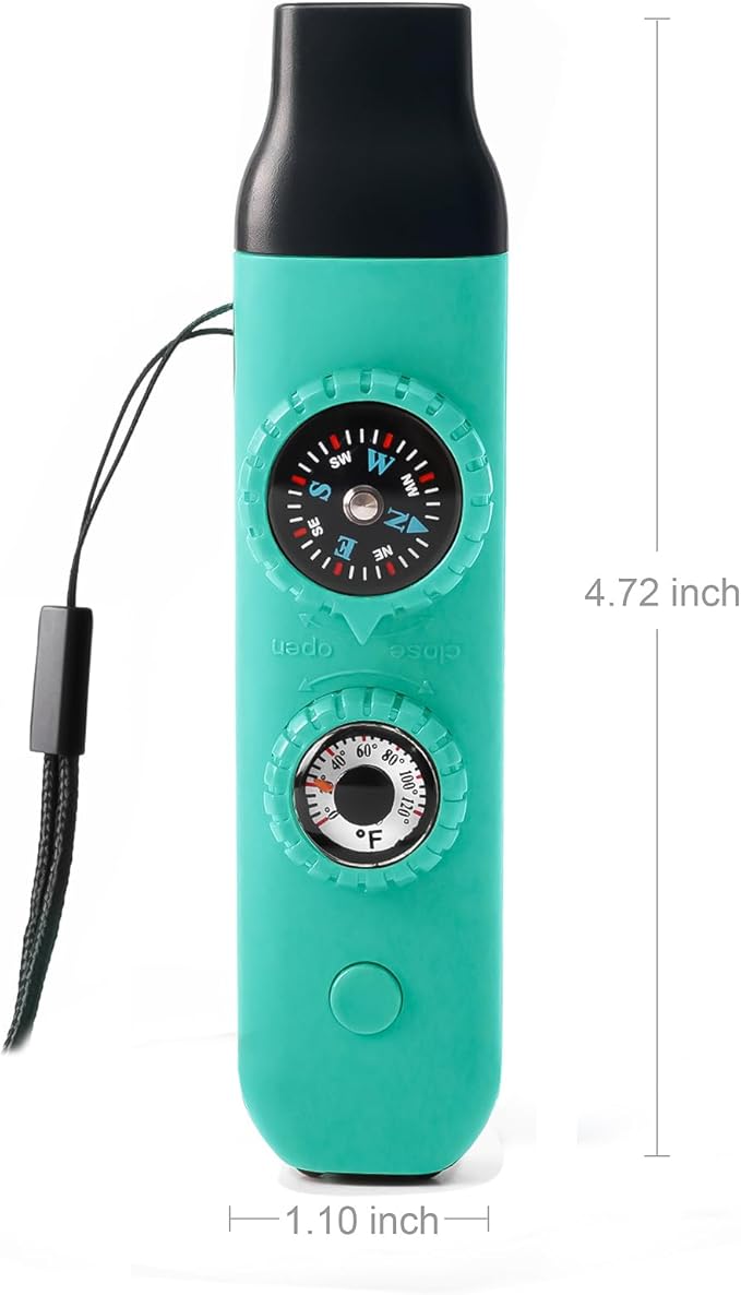Emergency Survival Safety Whistle，Whistle for Kids with Lanyard,Compass,Thermometer,Ideal for