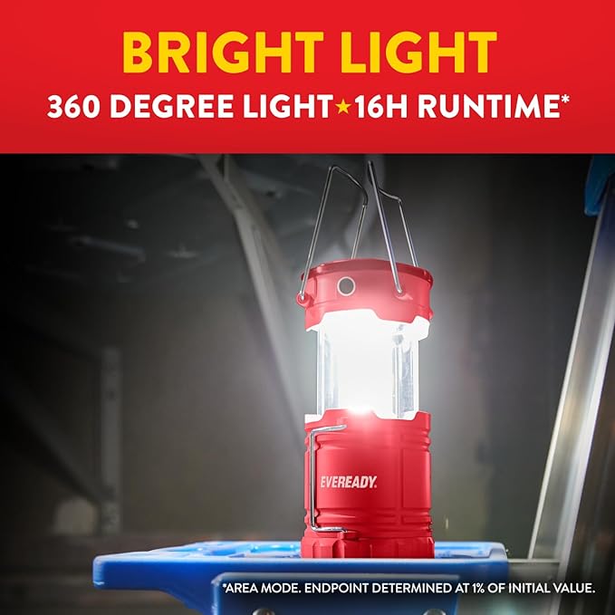 Eveready LED Camping Lantern 360 PRO (3-Pack), Super Bright Tent Lights, Rugged IPX4 Water