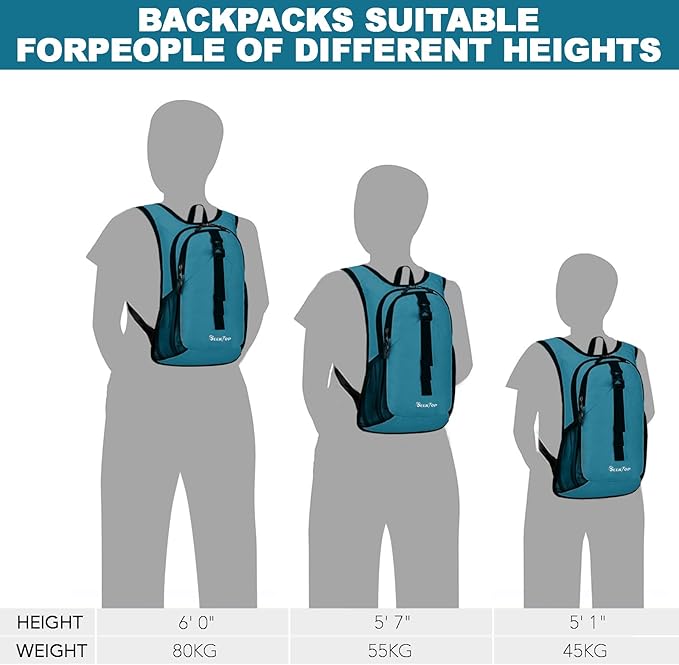 Seektop 15L Small Hiking Backpack for Women Men, Foldable Packable Backpack with Phone Pocket