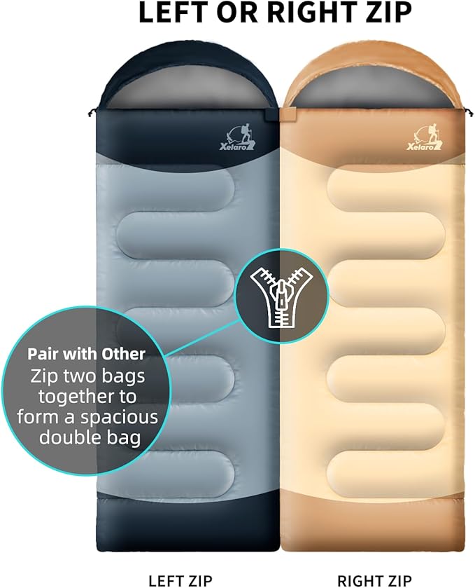 Sleeping Bags for Adults Kids - 3 Season Cold&Warm Weather Waterproof Camping Sleeping Bags