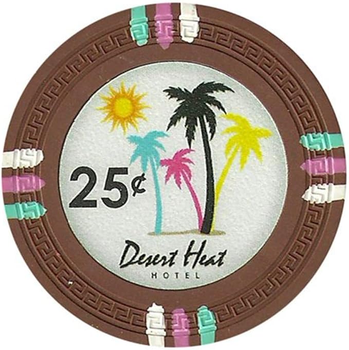 13.5-gram Desert Heat Premium Poker Chips (50-Pack) Heavy Clay Composite Set - Bulk Casino Chips