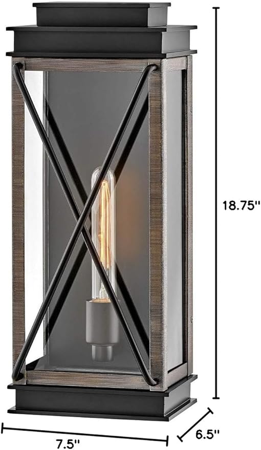 Hinkley Montecito Medium Wall Mount Outdoor Lantern - Modern, 1-Light, Aluminum, Clear Glass
