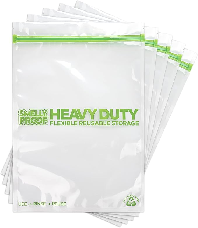 50 PACK, Heavy Duty 5mil Thick REUSABLE Food Freezer STORAGE BAGS by Smelly Proof, Extra X-Large