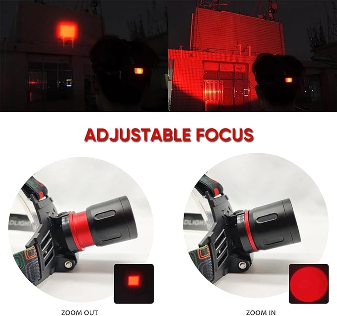 XLENTGEN Red Light Hunting Headlamp Rechargeable Red LED Headlamps 3 Modes Super Bright Red