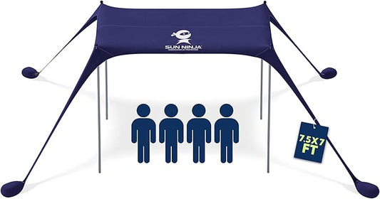 SUN NINJA Beach Tent Sun Shelter UPF50+ - Easy Pop Up Beach Canopy - Outdoor Shade for Camping