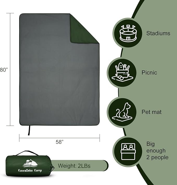 Fleece Waterproof Outdoor Blanket - Windproof Stadium Blanket for Camping, Picnics, and Sports Stay