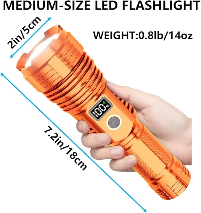 Flashlights High Lumens Rechargeable, LED Super Bright Flash Light Long Beam, Zoomable Linternas