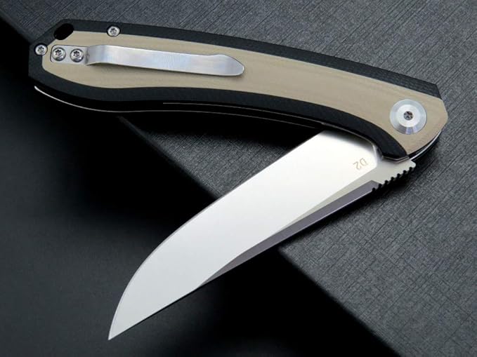 Eafengrow EF947 EDC D2 Folding Knife, G10 Handle Ball Bearing Folder with Locking Liner EDC Flipper