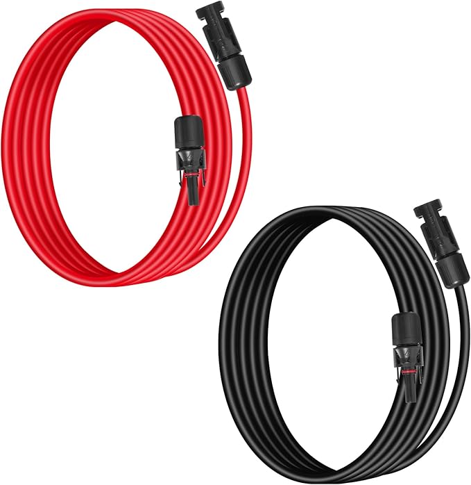 10AWG (6mm²) Solar Panel Extension Cable 4FT - Black & Red, Heavy Duty, Weather Resistant, Standard