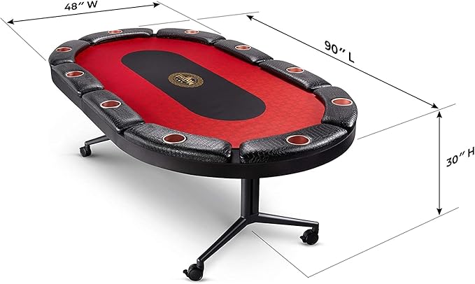 Triton Foldable Poker Table for 10 Players with Poker Chips Set 300- Soft-Padded Armrest