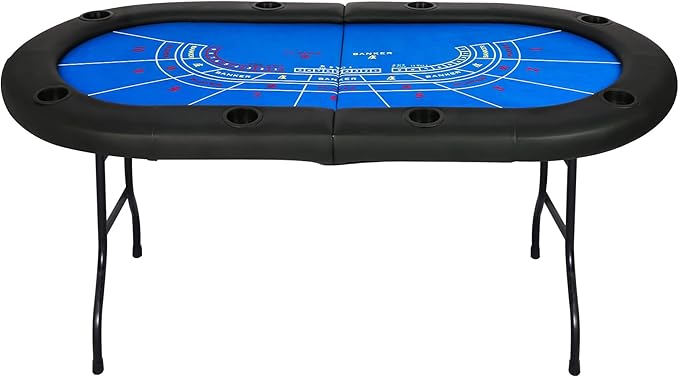 Upgrade 8 Player Poker Table for Blackjack Card Game, Foldable Texas Hold'em Table, Portable Casino