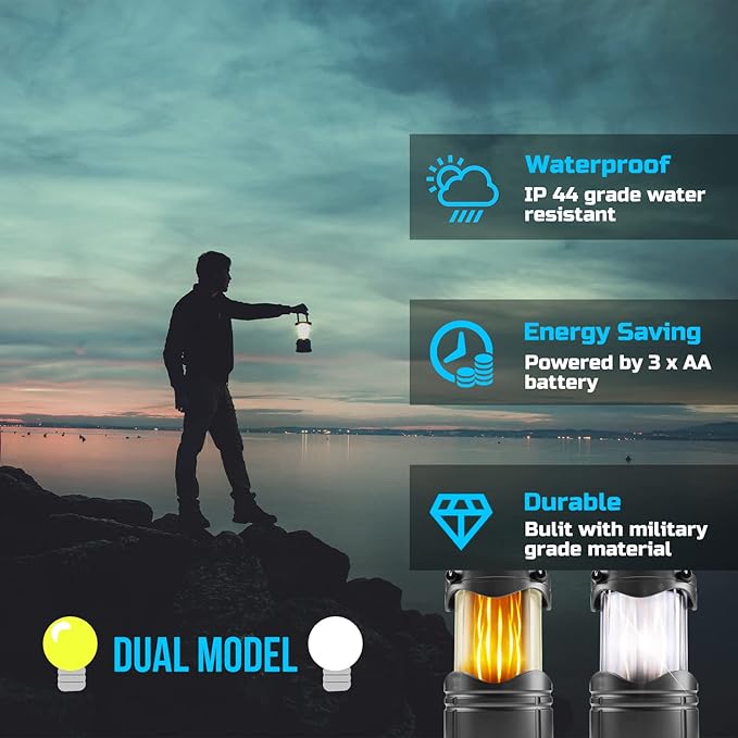 Lichamp 4 Pack LED Camping Lanterns, Collapsible Flameless Candles Tea Lights, Portable Battery