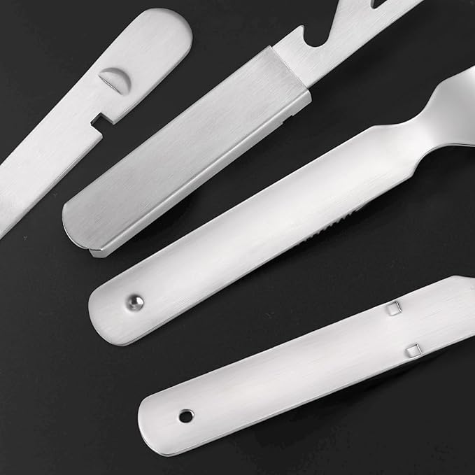 Portable Flatware Silvery Silverware Camping Stainless Steel Cutlery Set Outdoor Travel Knife Fork