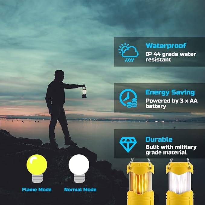 Lichamp 4 Pack LED Camping Lanterns, Collapsible Flameless Candles Tea Lights, Portable Battery
