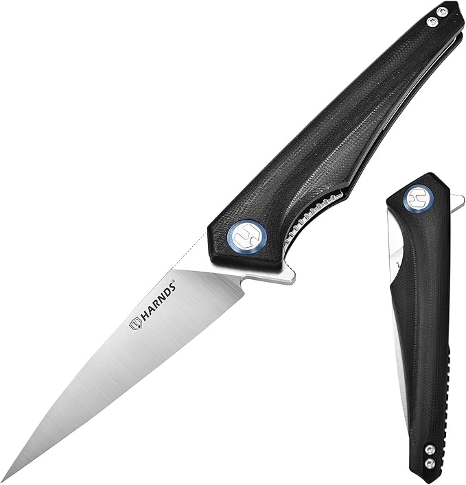 Qingluan Folding Knife with Pocket Clip, D2 Steel Blade 3.54'' and G10 Handle Outdoor Adventure