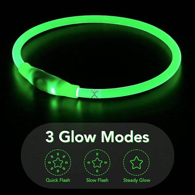 Colaseeme LED Dog Collar, Light Up Dog Collar 1 Count USB Rechargeable TPU Glow Safety Dog Necklace