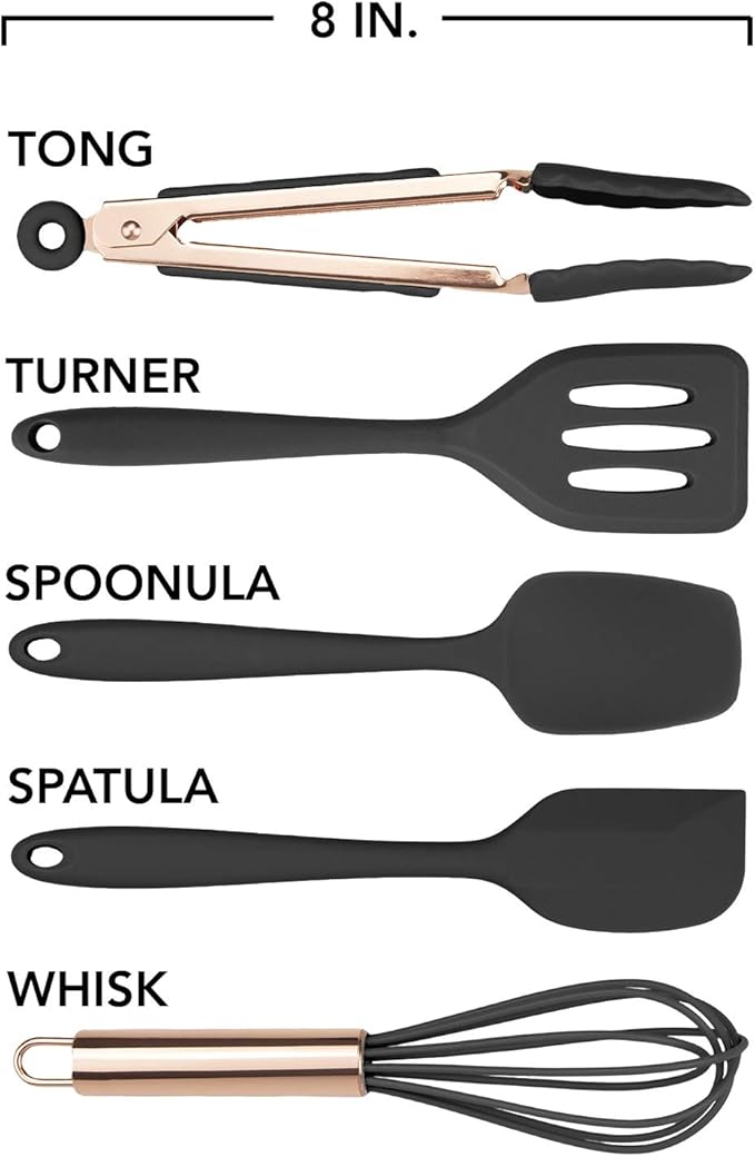 COOK WITH COLOR Silicone Cooking Utensils, Kitchen Utensil Set, Easy to Clean Silicone Kitchen