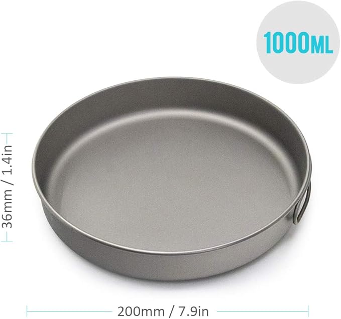 Lixada Ultralight Titanium Frypan Outdoor Camping Hiking Picnic Cooking Frying Pan 750/1000ML