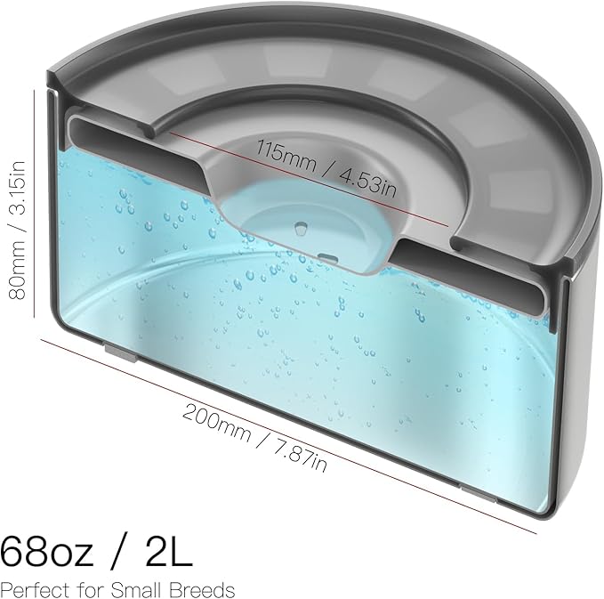 2L No Spill Water Bowl for Dogs, Double-Wall Stainless Steel with Splash-Proof Paws Lid and
