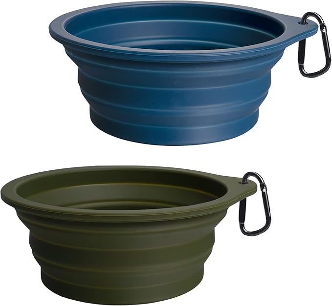 PetBonus 2-Pack Silicone Collapsible Dog Bowls, BPA Free Dishwasher Safe, Portable Foldable