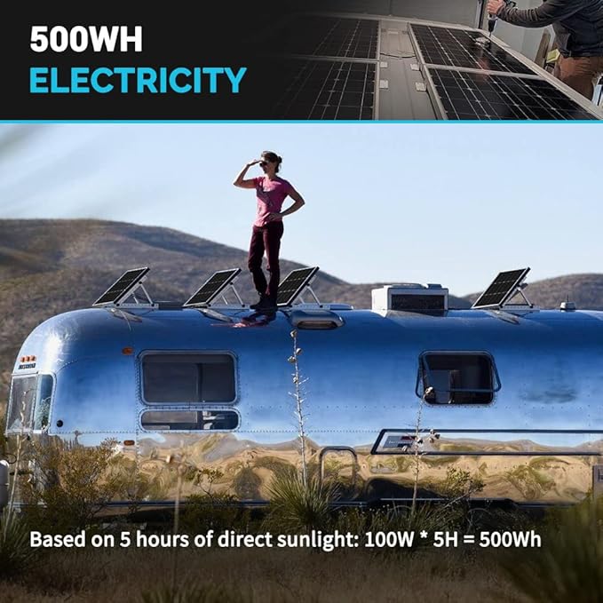 Renogy 2PCS Solar Panels 100 Watt 12 Volt, High-Efficiency Monocrystalline PV Module Power Charger