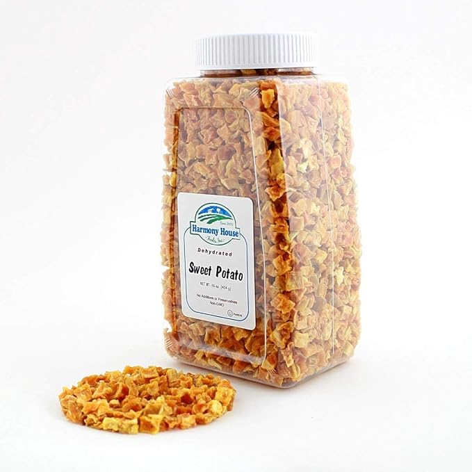 Harmony House Foods Dried Sweet Potato, diced (19.5 oz, Quart Size Jar) for Cooking, Camping
