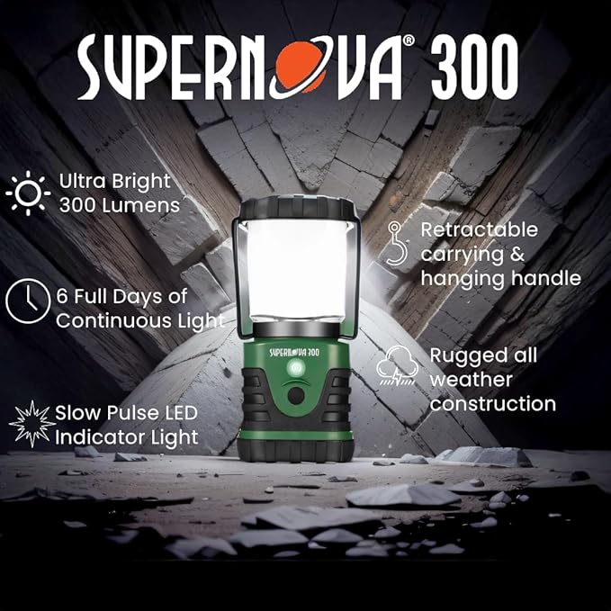 Supernova Battery Powered Lantern, Bright, Long Lasting, Weather-Resistant LED Camping Lantern