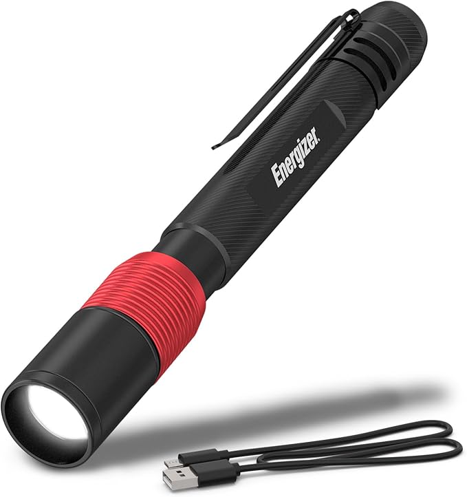 Energizer Rechargeable Penlight, 400 Lumens, IPX4 Water-Resistant, Lightweight Metal Compact