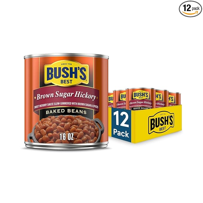 BUSH'S BEST 16 oz Canned Brown Sugar Hickory Baked Beans, Source of Plant Based Protein and Fiber