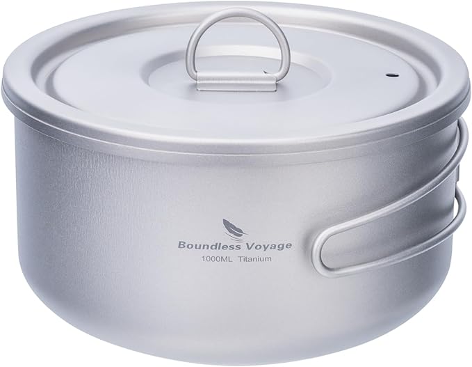 Boundless Voyage Titanium Pot Multifunctional Cooker Ultralight Camping Pot with Handle & Lid