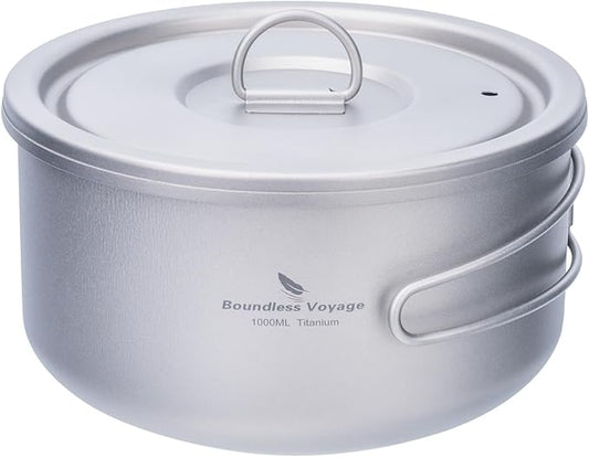 Boundless Voyage Titanium Pot Multifunctional Cooker Ultralight Camping Pot with Handle & Lid