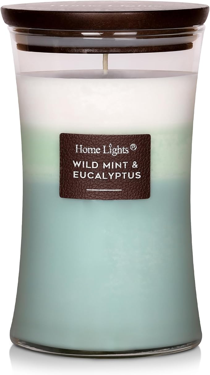 HomeLights 3-Layer Candles for Home Scented, 21.52 OZ Natural Soy Wax Scented Candles Burns Up to