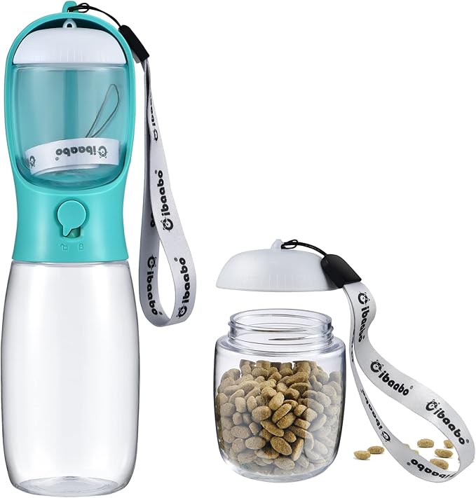 Dog Water Bottle with Food Container, Travel Puppy Water Bowl, Portable Pet Dispenser, Dog Stuff