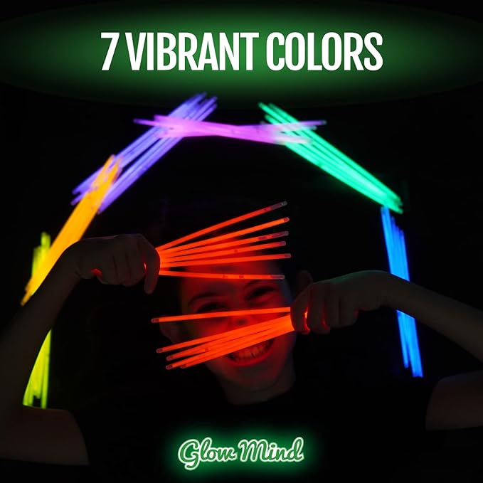300 Ultra Bright Glow Sticks Bulk - Halloween Glow in the Dark Party Supplies Pack - 8" Glowsticks