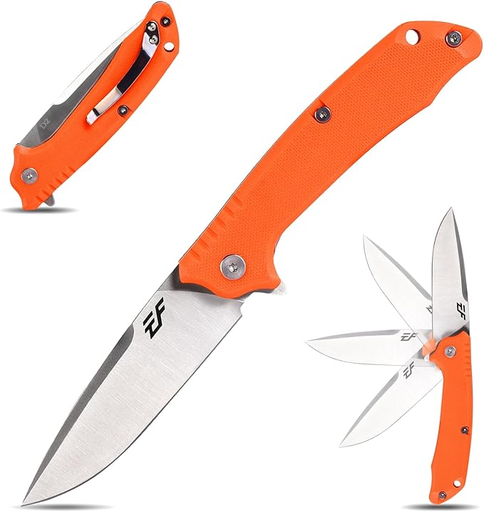Eafengrow EF223 Folding Knife D2 Blade with G10 Handle Multi EDC Pocket Knife for Outdoor Camping
