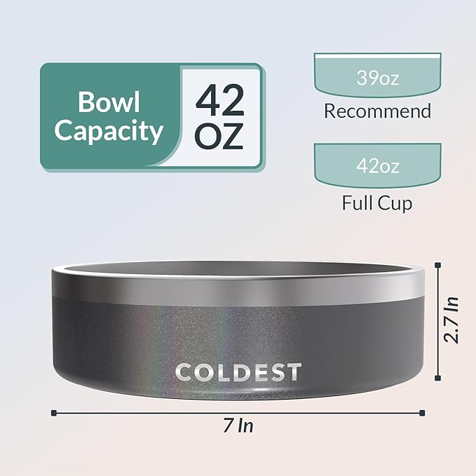 Coldest Dog Bowl - Anti Rust Metal, Non Slip, 3 Layers Insulated Stainless Steel Dog Bowls - Spill