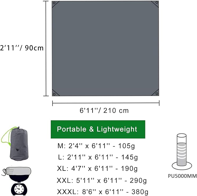 GEERTOP Portable Waterproof Tent Footprints Lightweight Camping Tent Ground Sheet Mat Sunshade