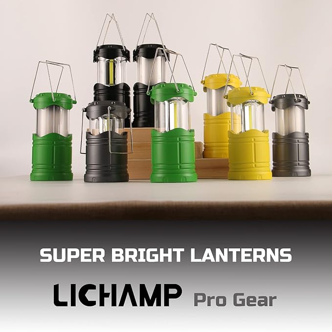 Lichamp 4 Pack LED Camping Lanterns, Collapsible Flameless Candles Tea Lights, Portable Battery