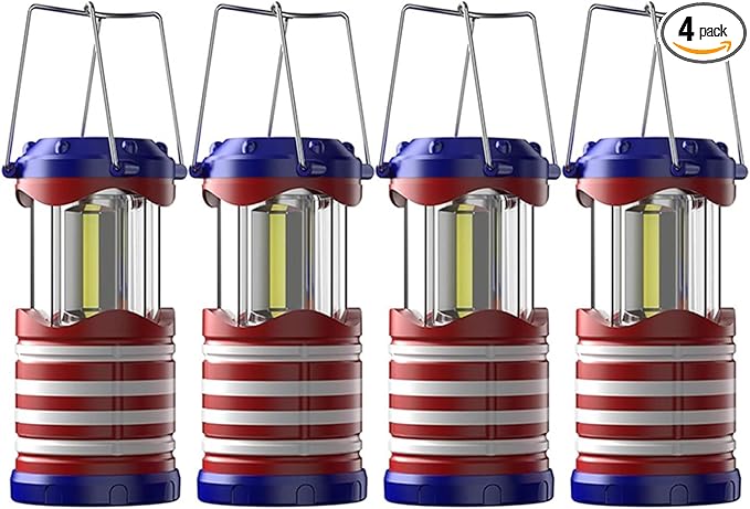 Lichamp LED Camping Lantern, 4 Pack Battery Powered Flashlight for Power Outages, Portable