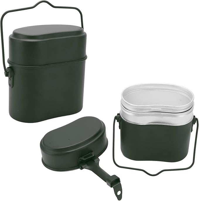 Military Mess Tin, Aluminium 180??Temperature Resistant Military Lunch Box Cookware Mess Kit Pots