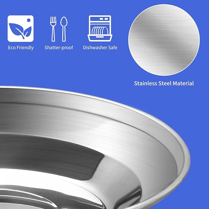 Outdoor Camping Mess Kit, Stainless Steel Tableware Mess Kit Includes Plate Bowl Cup Spoon Fork