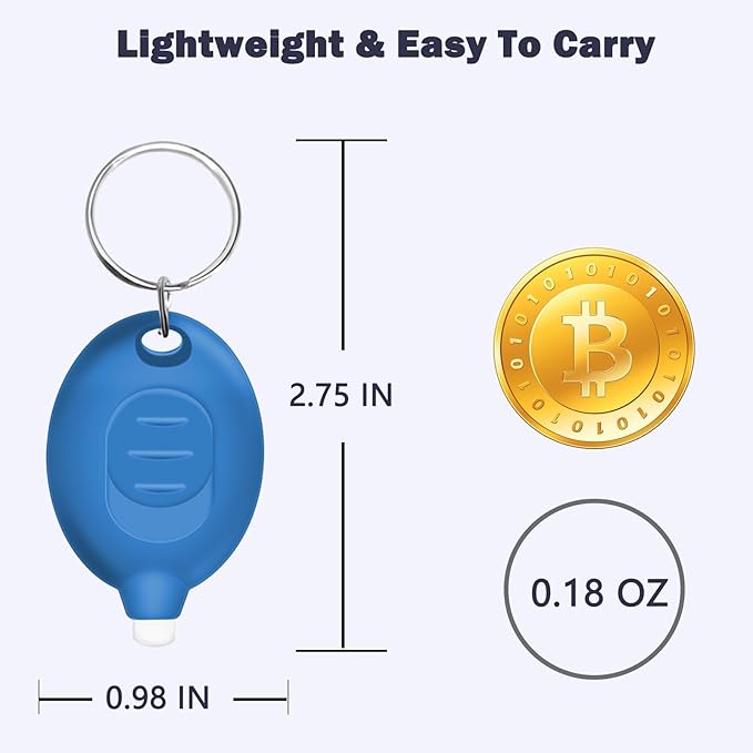 Mini LED Blue Light Keychain Flashlight, 12 Lumens Small Portable Pocket Torch, Ultra Bright Micro